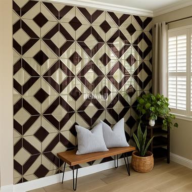 Kendinden Yapışkanlı Karo Ayna Mixture Bej Mor 30*30 cm (2 m² )