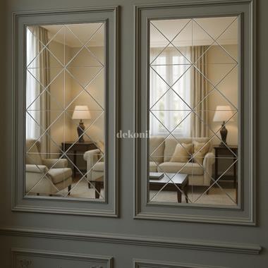 Kendinden Yapışkanlı Karo Ayna Yarım Baklava Silver 30*30 cm (2 m² )