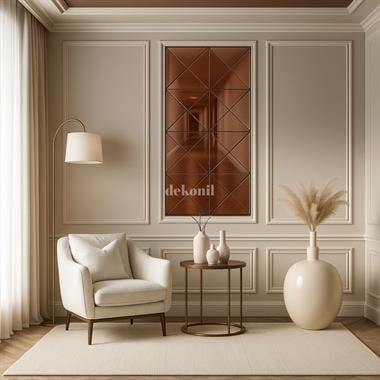 Kendinden Yapışkanlı Mozaik Karo Ayna Yarım Baklava Bronz  30*30 cm