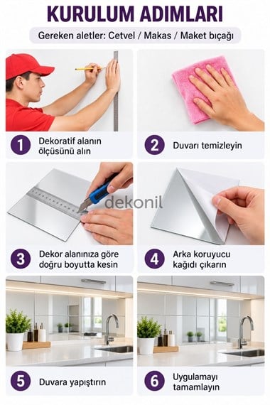 Kendinden Yapışkanlı Mozaik Karo Ayna Çizgili Bronz Kahve 30*30 cm