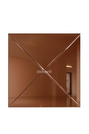 Kendinden Yapışkanlı Mozaik Karo Ayna Yarım Baklava Bronz  30*30 cm