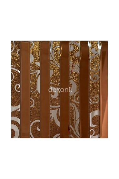 Kendinden Yapışkanlı Mozaik Karo Ayna Çizgili Bronz Kahve 30*30 cm