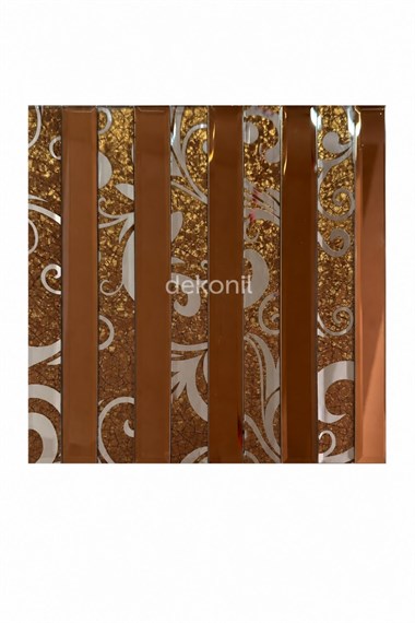 Kendinden Yapışkanlı Mozaik Karo Ayna Çizgili Bronz Kahve 30*30 cm