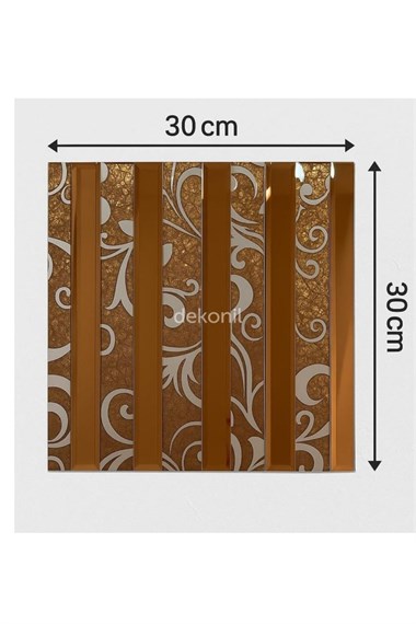 Kendinden Yapışkanlı Mozaik Karo Ayna Çizgili Bronz Kahve 30*30 cm