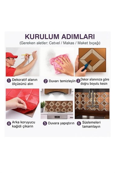 Kendinden Yapışkanlı Mozaik Karo Ayna Çizgili Bronz Kahve 30*30 cm