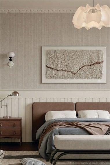 Krem Çizgili Tekstil Duvar Kağıdı 3.H2705