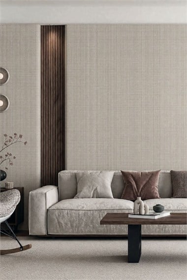 Krem Çizgili Tekstil Duvar Kağıdı 3.H2705