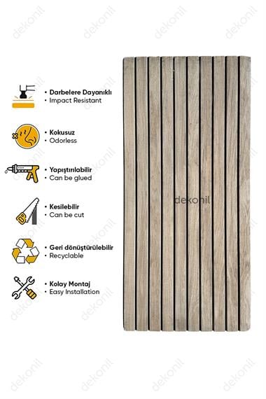 Lambri Desenli EPS Duvar Paneli Meşe 50*100 cm