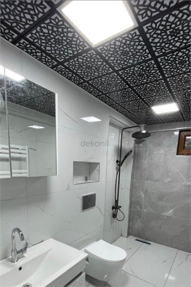 Lotus Clip-in (Klipin) PVC Asma Tavan Kaplama Paneli Siyah 30*30 cm