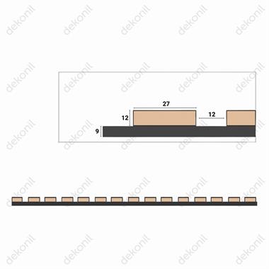 Lux Akustik Lambri Duvar Paneli Antrasit 60*280 cm