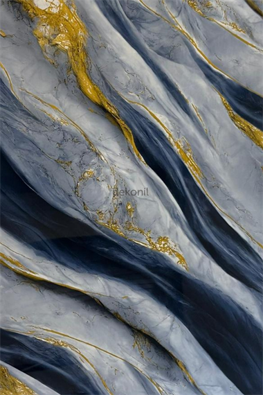 Mavi Altın Damarlı Mermer Desenli Pvc Duvar Paneli 122*244cm