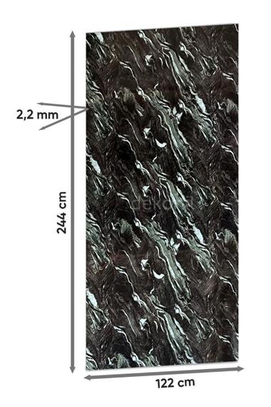 Onyx Black Mermer Desenli Işık Geçiren PVC Panel 122*244