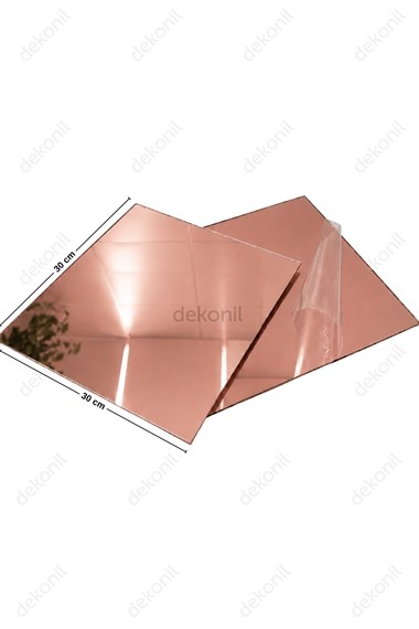 Pleksi Yapışkanlı Rose Kare Ayna 30 cm