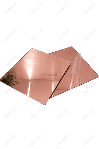 Pleksi Yapışkanlı Rose Kare Ayna 30 cm
