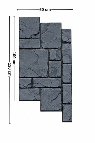 Poliüretan Rock Antrasit Duvar Paneli 60*120 cm