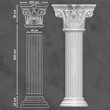 Poliüretan Tam Oval Sütun Takım 60cm