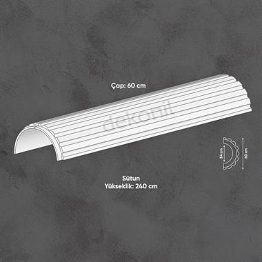 Poliüretan Yarım Oval Sütun Takım 60cm