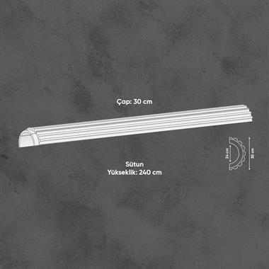 Poliüretan Yarım Yivli Sütun 30cm