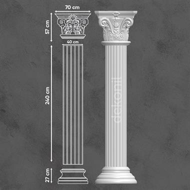 Poliüretan Yarım Yivli Sütun Takım 40cm