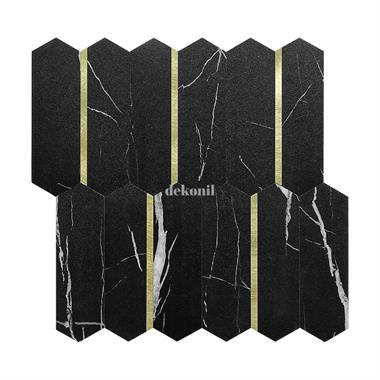 PrimeLock Kendinden Yapışkanlı Mozaik Karo Mermer Siyah Gold 27*27 cm (10 Adet)