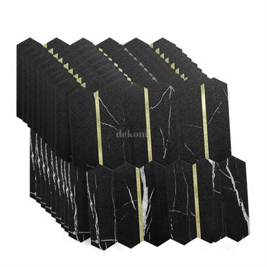 PrimeLock Kendinden Yapışkanlı Mozaik Karo Mermer Siyah Gold 27*27 cm (10 Adet)