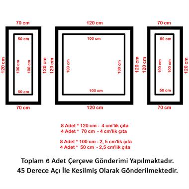 Roma 4cm ve 2,5 cm Boyanabilir Hazır Kesilmiş Duvar Çıtası Paketi 3lü (120cm*70cm)
