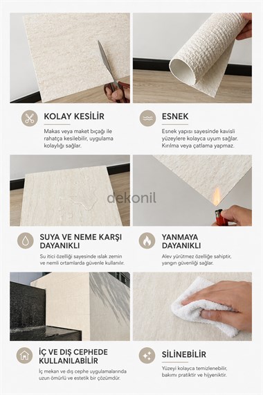 Serena Beyaz Sıva Flex Stone İnce Esnek Doğal Taş Panel 60*120 cm