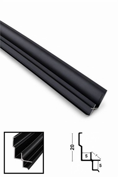 Siyah İç Köşe Alüminyum Profil 270 cm – Bambu ve PVC Foam Duvar Paneli Uyumlu