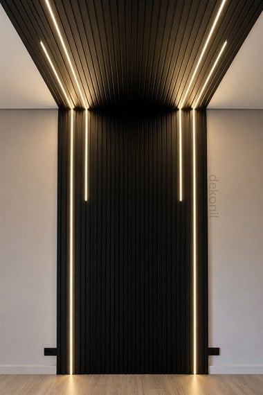 Siyah MDF Lambri, Lux Duvar Paneli 12 cm