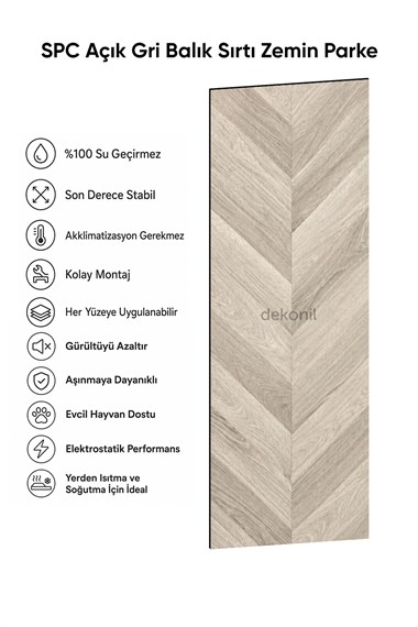 SPC Açık Gri Balık Sırtı Zemin Parke – 30,5*120 cm 5mm 1 m²