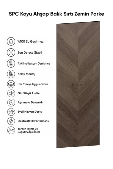 SPC Koyu Ahşap Balık Sırtı Zemin Parke – 30,5*120 cm 5mm 1 m²