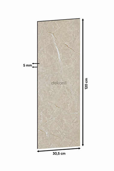 SPC Bej Mermer Parke – Su Geçirmez Zemin Paneli (305 × 1200 × 5 mm | Paket: 6 Adet / 2,23 m²)