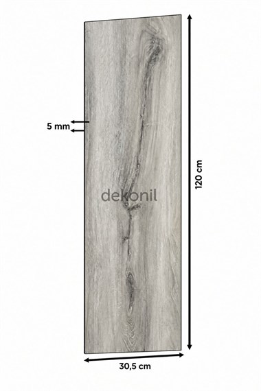 SPC Parke Duman Meşe Desenli – Su Geçirmez Zemin Paneli 30,5*120 cm (1 m²)