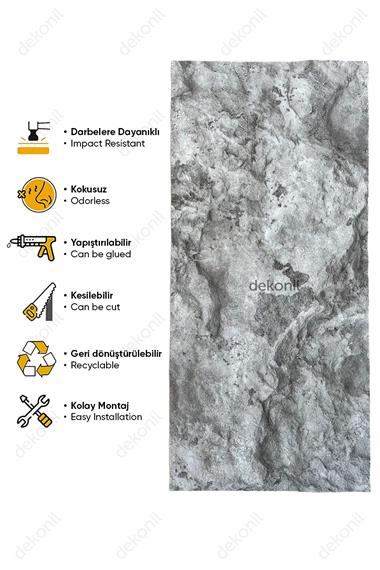 Taş Dokulu EPS Duvar Paneli Açık Gri 50*120 cm