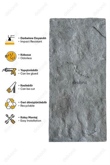 Taş Dokulu EPS Duvar Paneli Koyu Gri 50*120 cm 