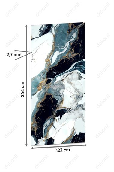 White Black Gold Mermer Desenli Pvc Duvar Paneli 122*244cm