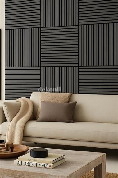 Yeni Nesil Lambri Duvar Paneli Antrasit 60*60 cm