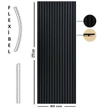Yeni Nesil Lambri Duvar Paneli Siyah 60*275 cm