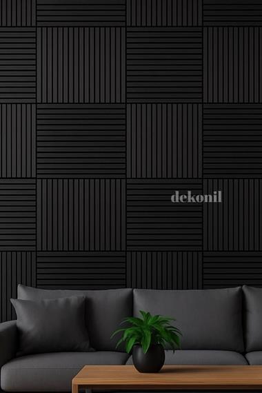 Yeni Nesil Lambri Duvar Paneli Siyah 60*60 cm