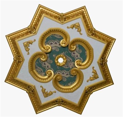 Altın Zümrüt Yıldız Saray Tavan 90 cm | Dekonil