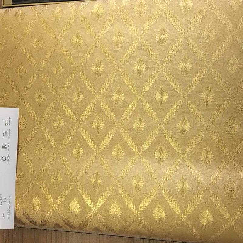 ورق جدران بنقشة زهور ذهبية D-97321