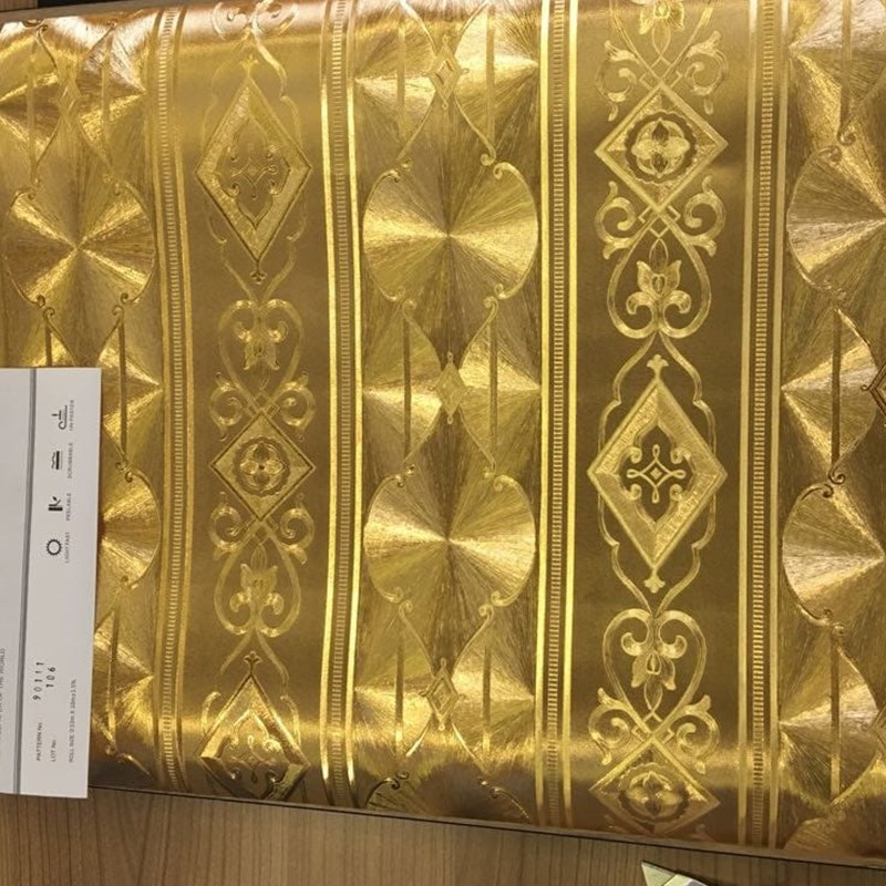 Altın Varaklı Çizgili Desenli Duvar Kağıdı D-90111 l Dekonil