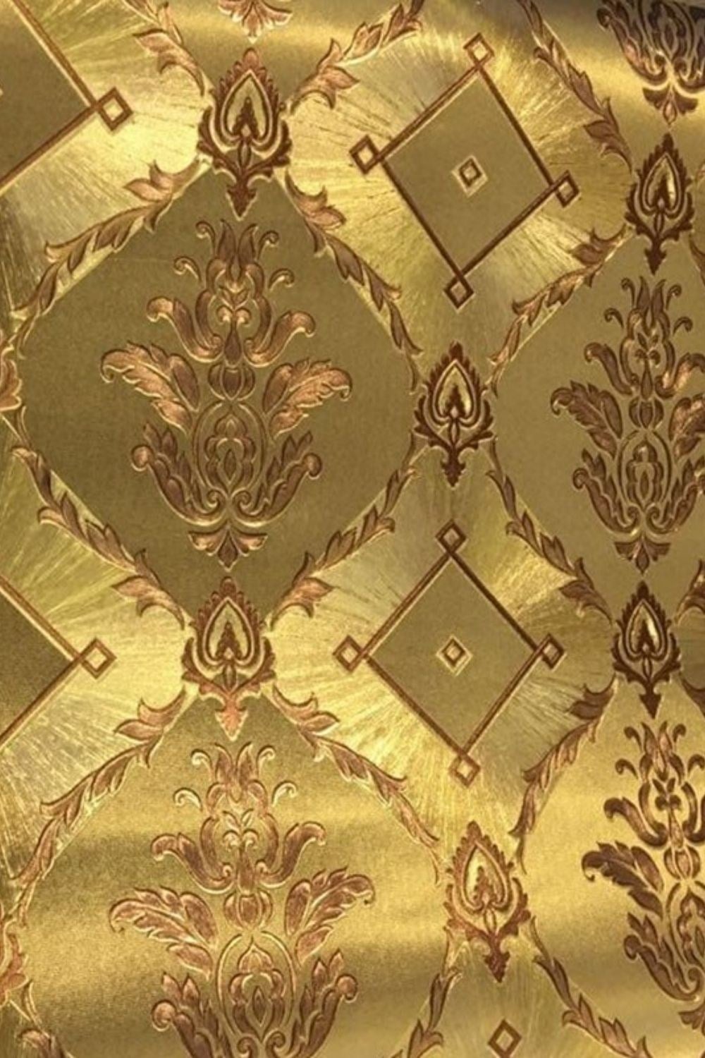 Altın Varaklı Damask Desenli Duvar Kağıdı D-90107