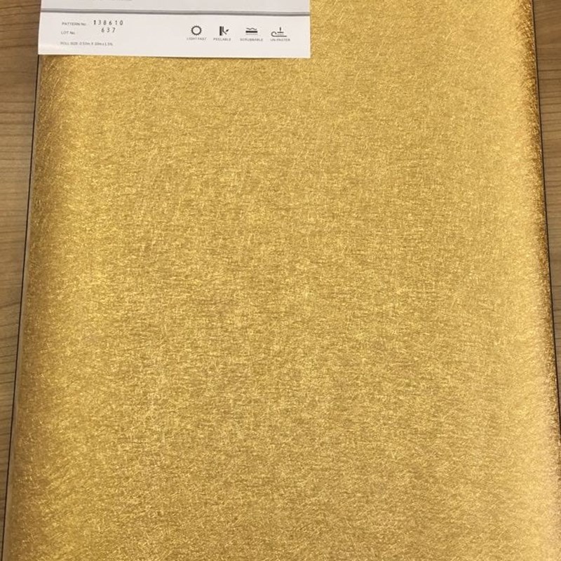 Altın Varaklı Düz Desenli Duvar Kağıdı D-138610 l Dekonil