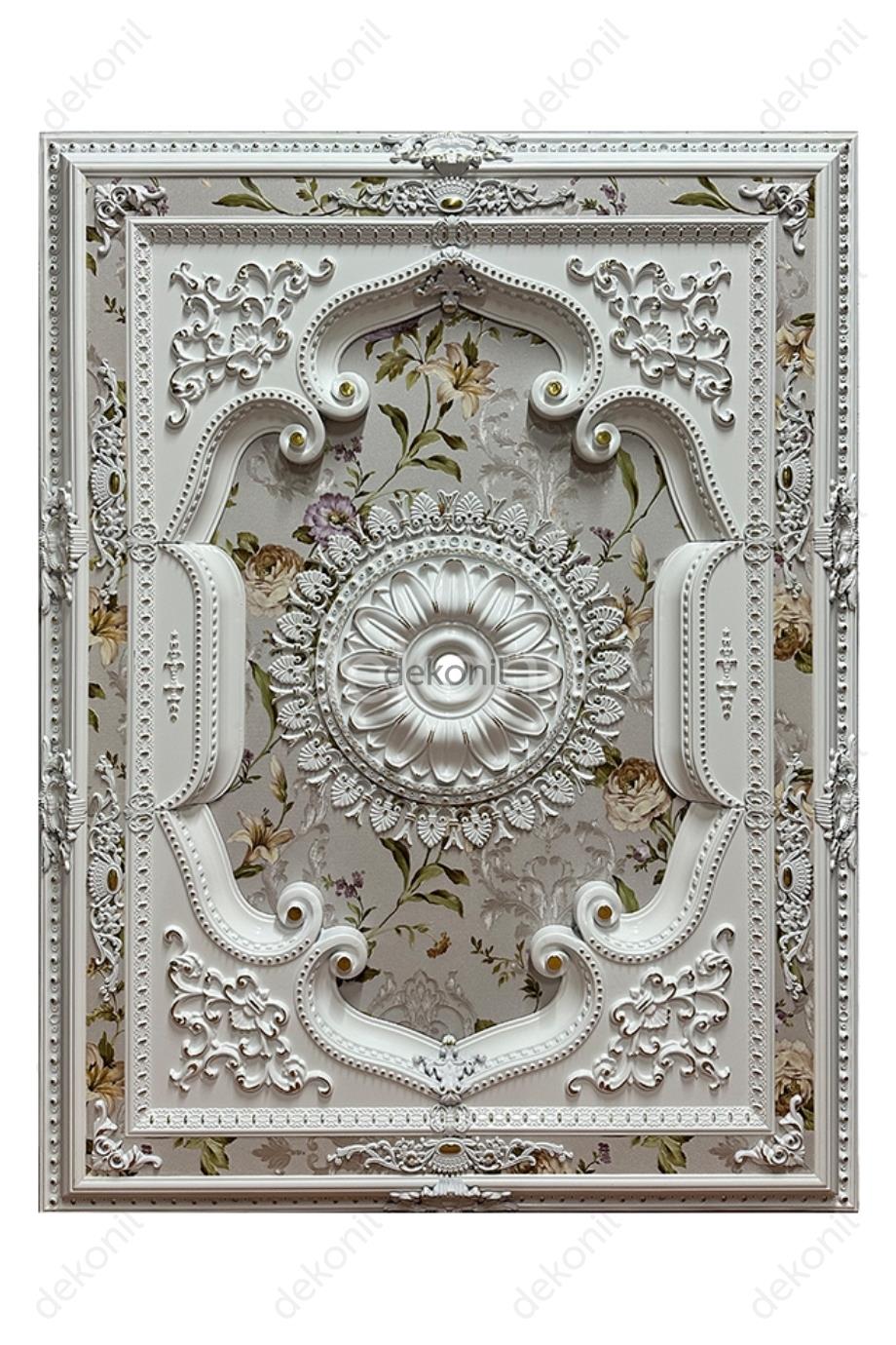 Beyaz Altın Dikdörtgen Saray Tavan 120*160 cm