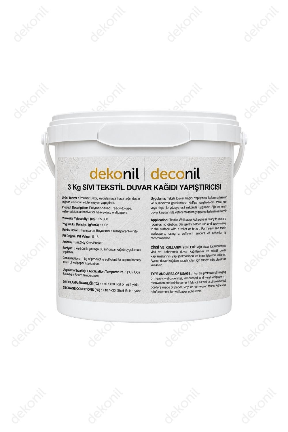 Dekonil Tekstil Duvar Kağıdı Yapıştırıcısı 3 kg