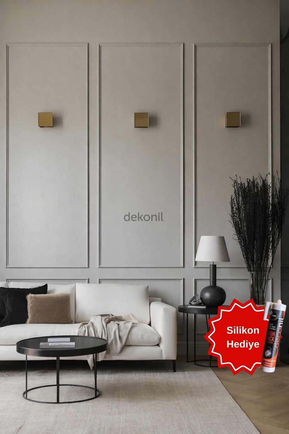 Destan 4 cm Boyanabilir Hazır Kesilmiş Duvar Çıtası Paketi 6'lı (Silikon Hediyeli)