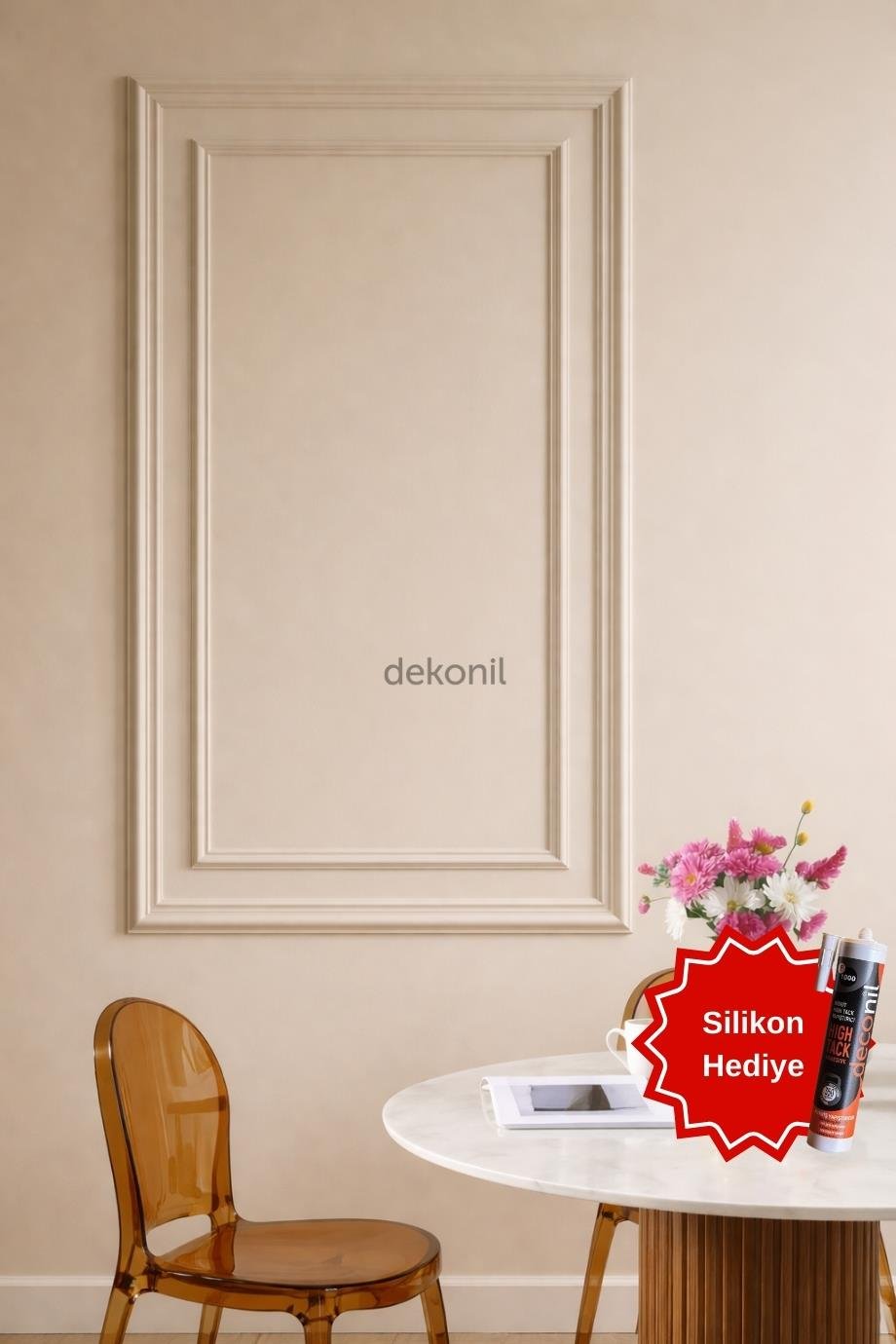 Destan 4cm and 2.5 Paintable Ready-Cut Wall Molding Package 120*70 cm