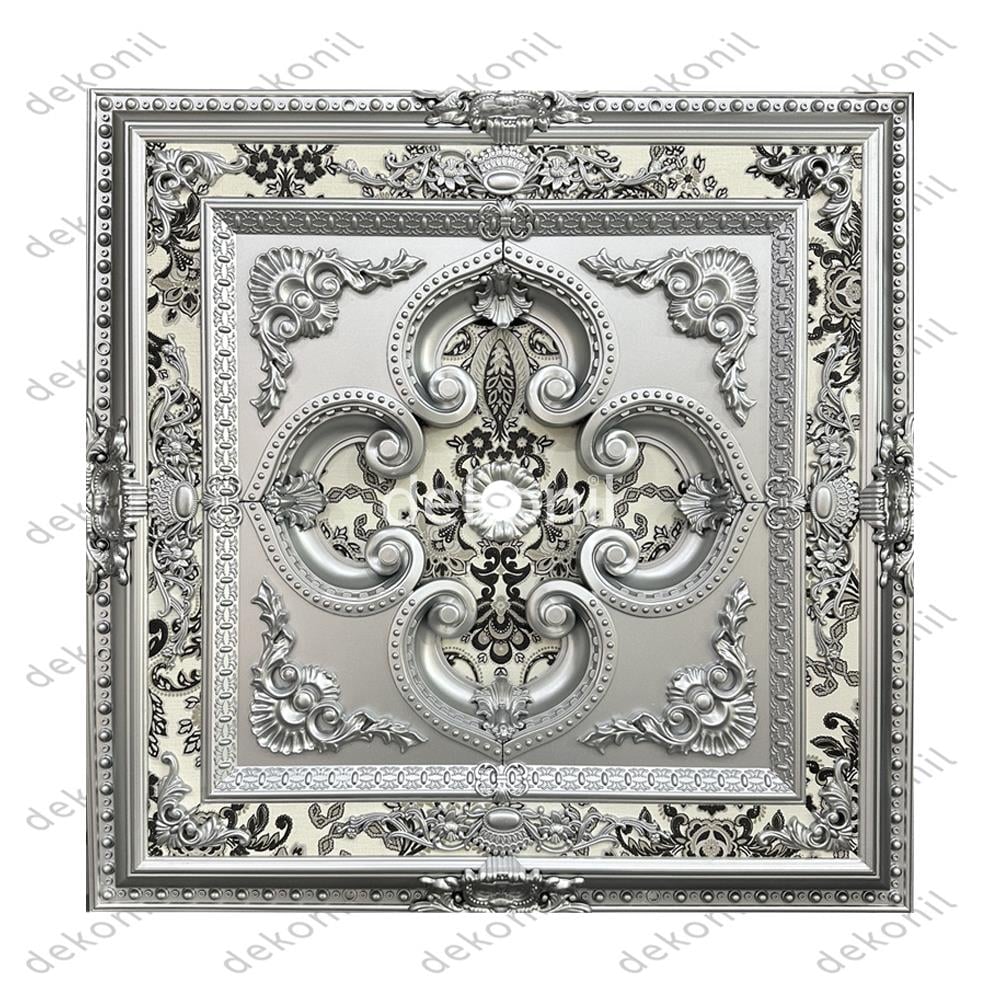 .بحرة أسقف مربع فضي مزخرف 90 سم