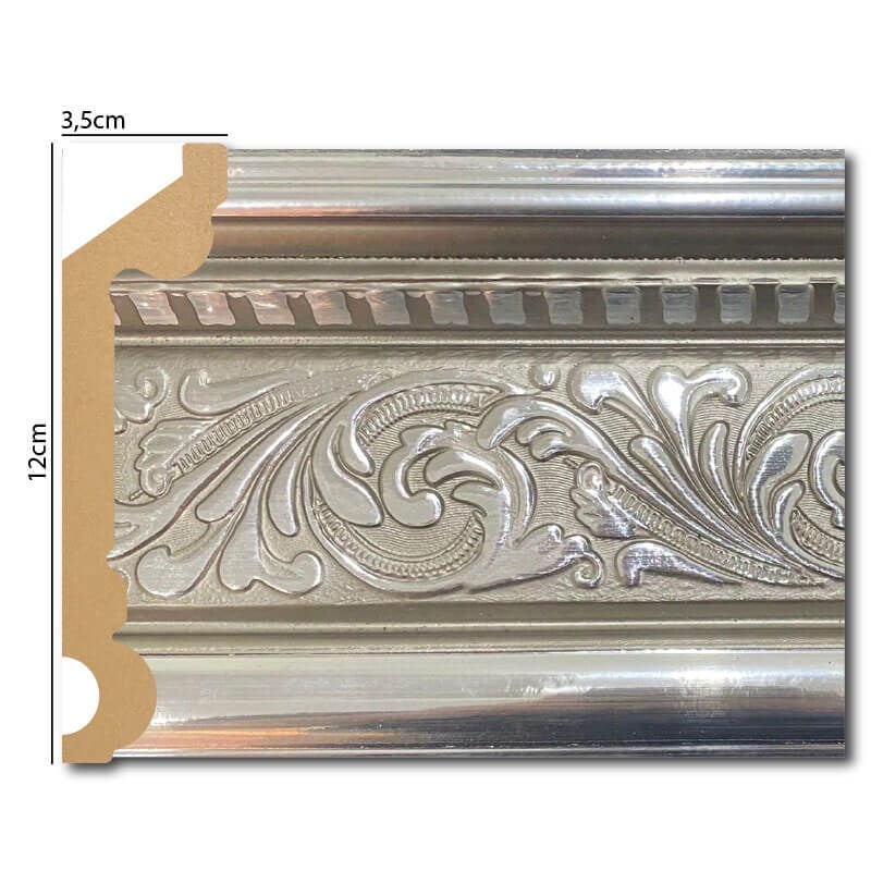 Gümüş Sarmaşık Saray Kartonpiyer 12cm | Dekonil